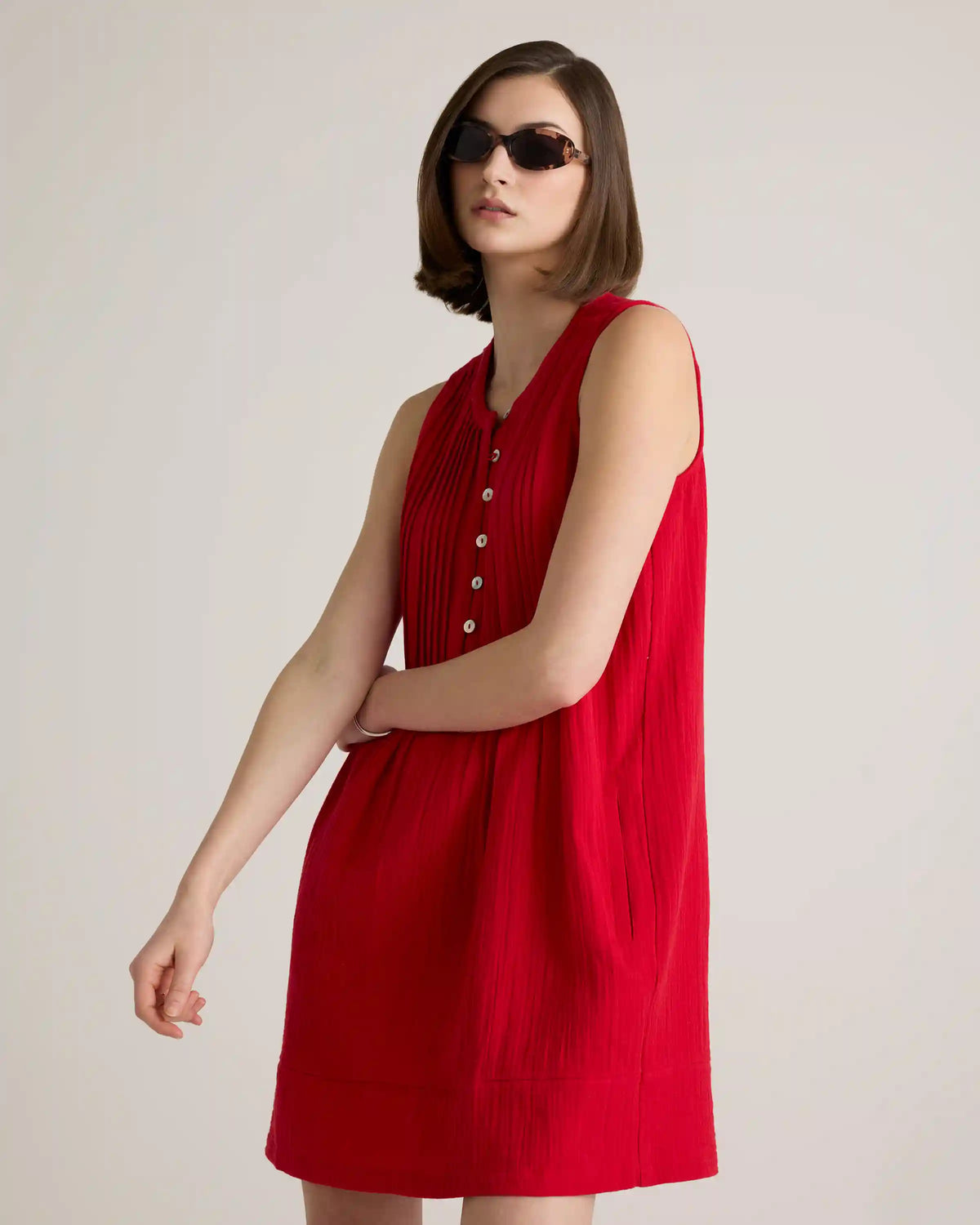 100% Organic Cotton Gauze Sleeveless Swing Dress