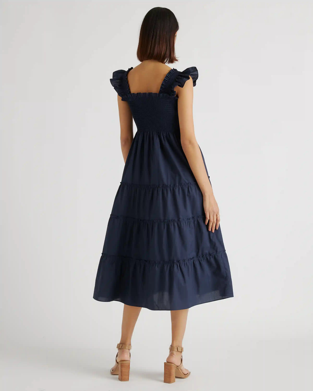 100% Organic Cotton Poplin Smocked Midi Dress