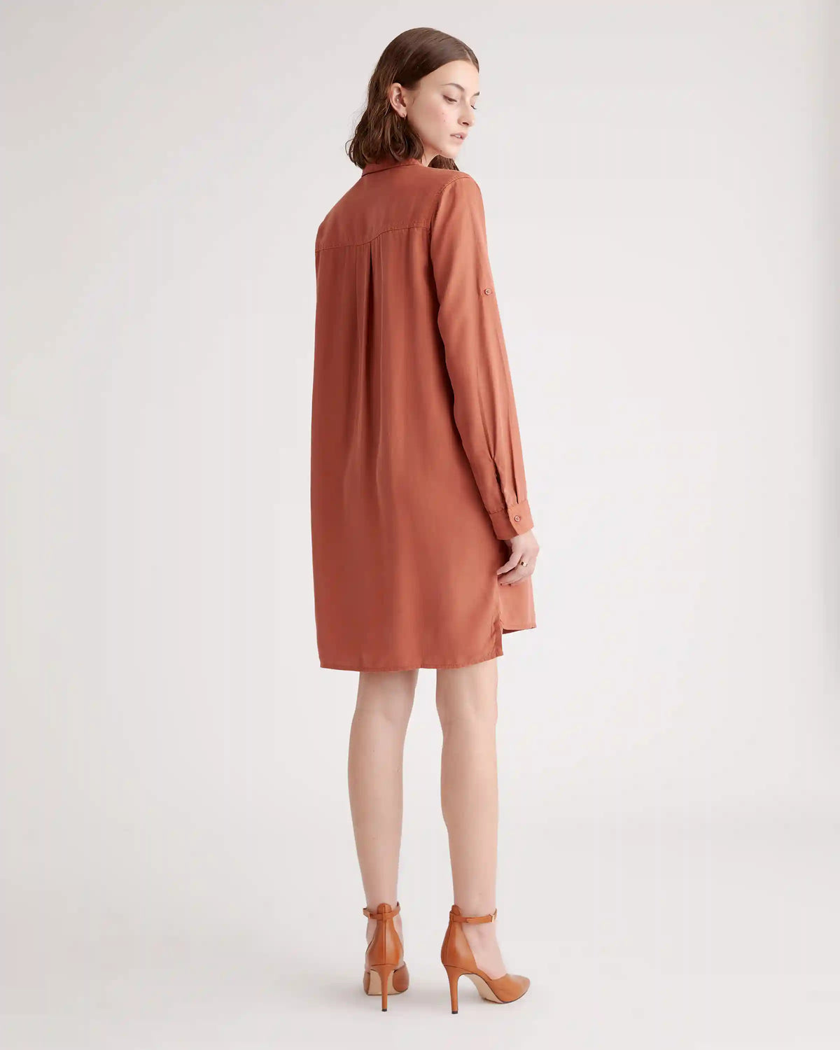 Vintage Wash Tencel Roll Sleeve Tunic Dress