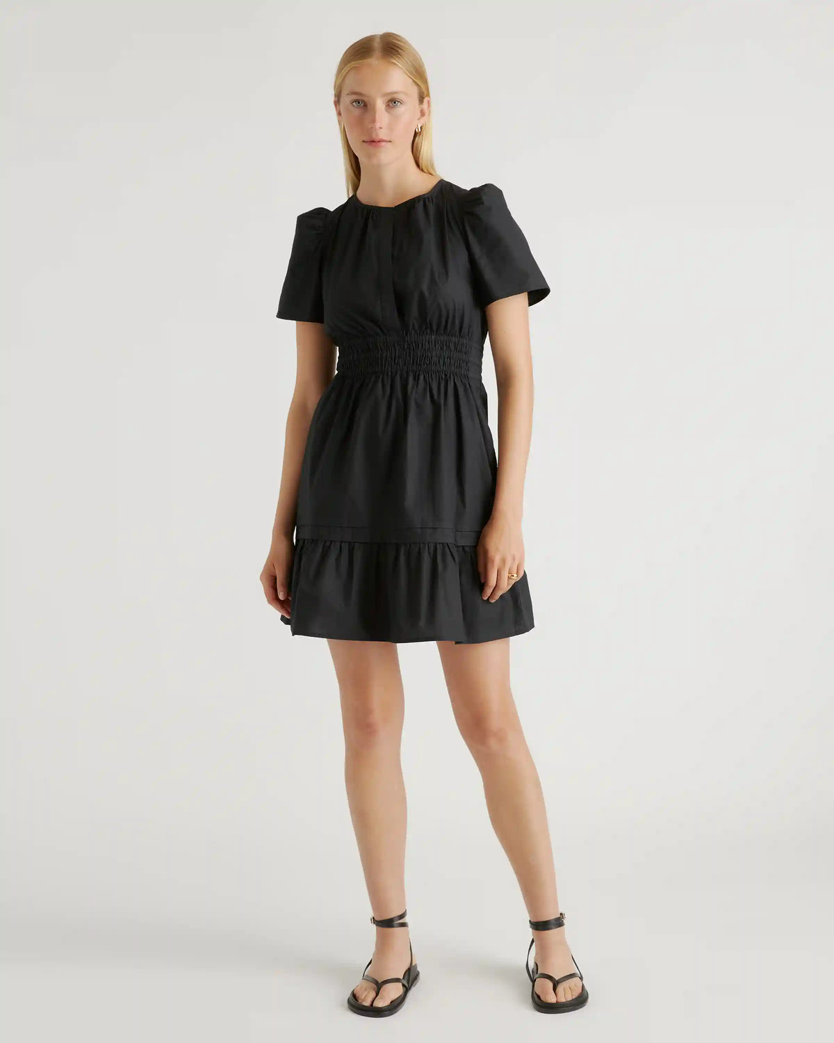 100% Organic Cotton Poplin Tiered Mini Dress
