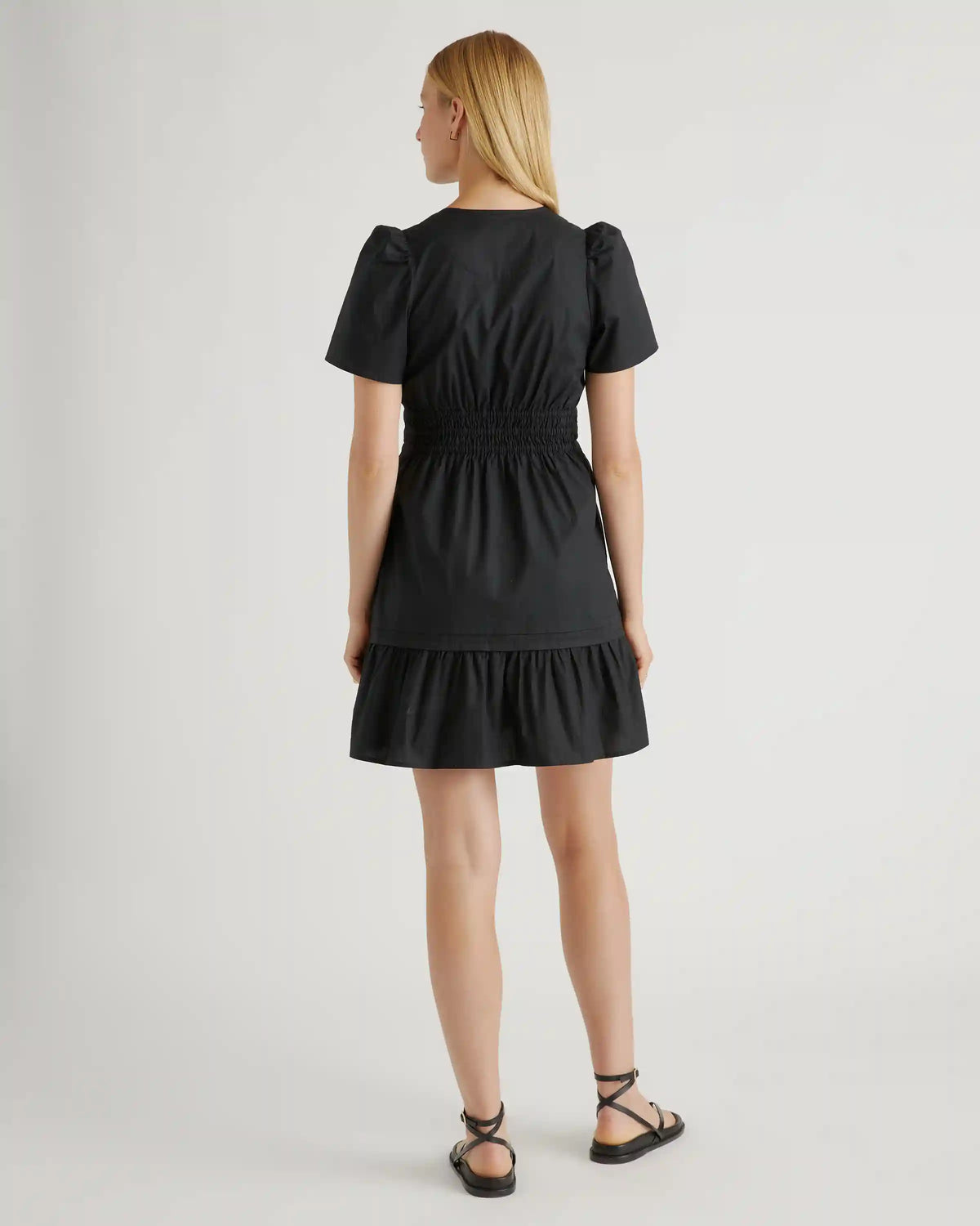 100% Organic Cotton Poplin Tiered Mini Dress