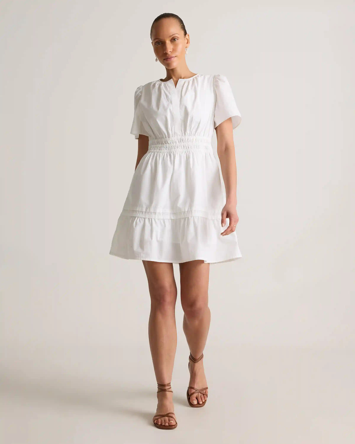 100% Organic Cotton Poplin Tiered Mini Dress