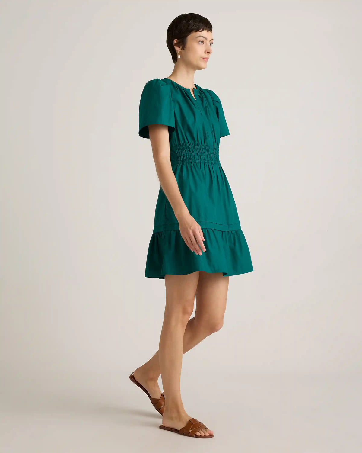 100% Organic Cotton Poplin Tiered Mini Dress