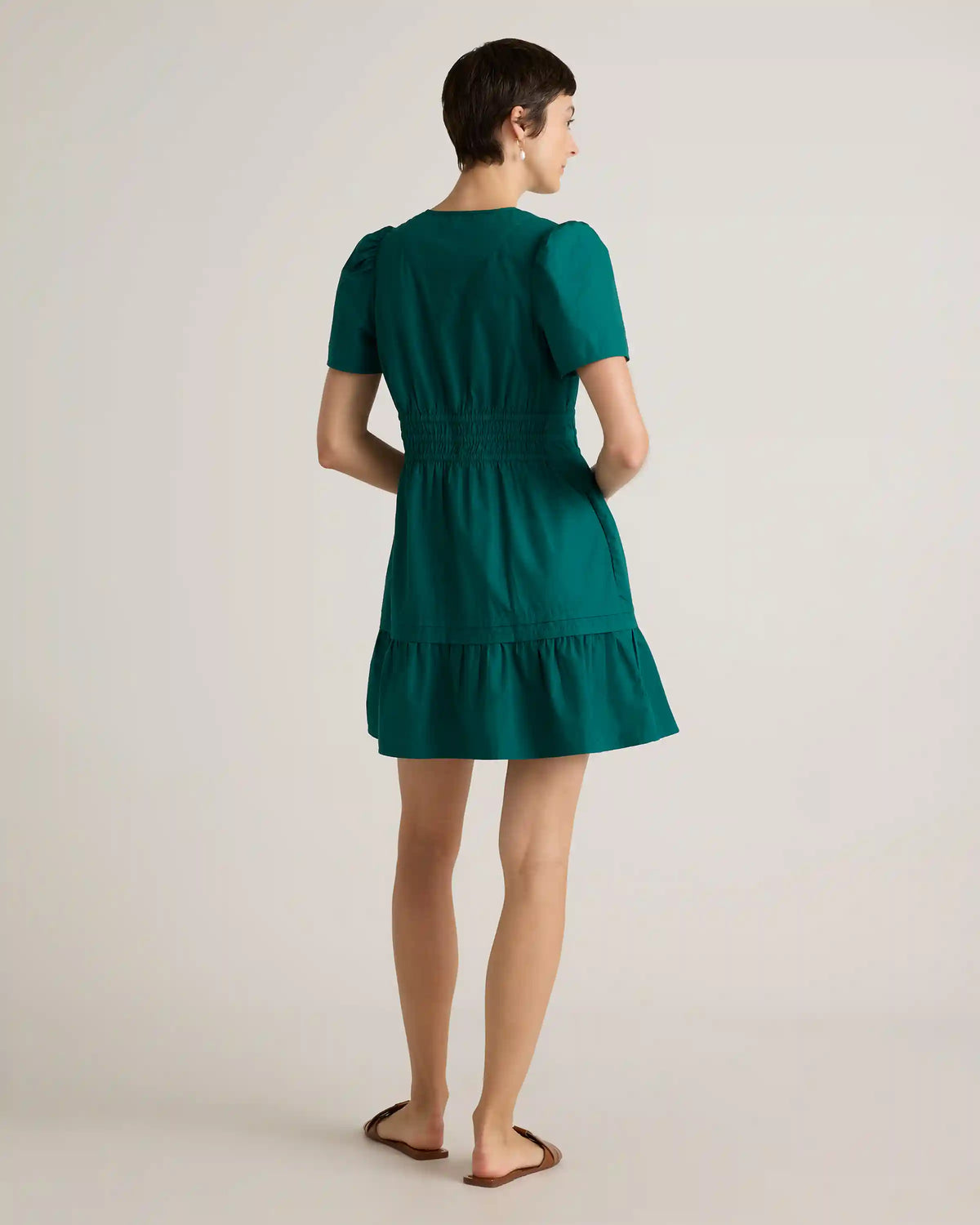 100% Organic Cotton Poplin Tiered Mini Dress