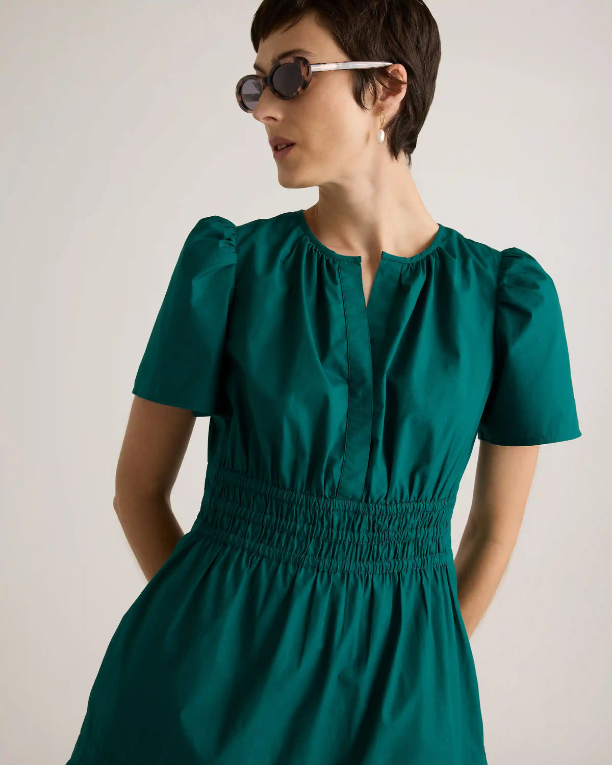 100% Organic Cotton Poplin Tiered Mini Dress