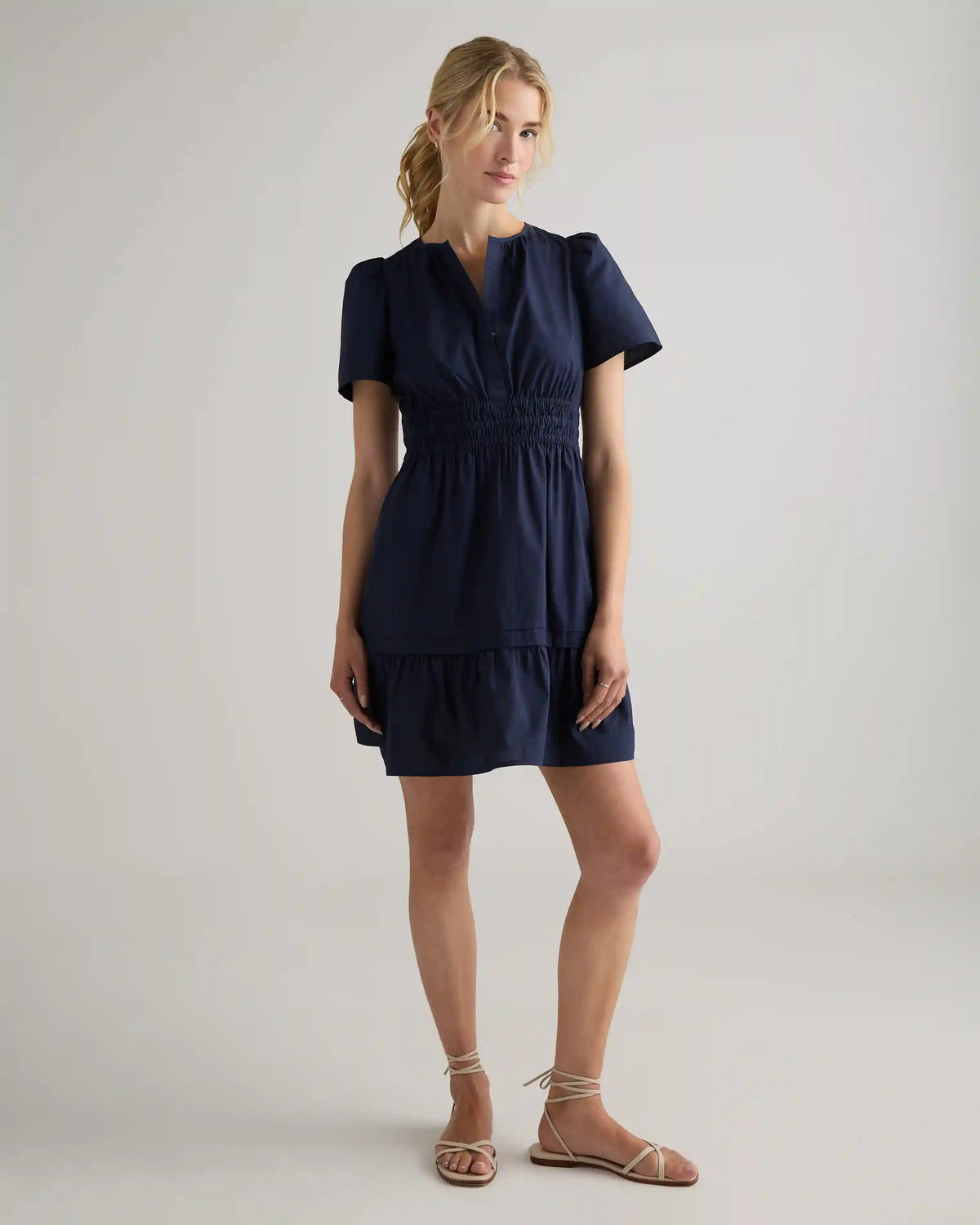 100% Organic Cotton Poplin Tiered Mini Dress