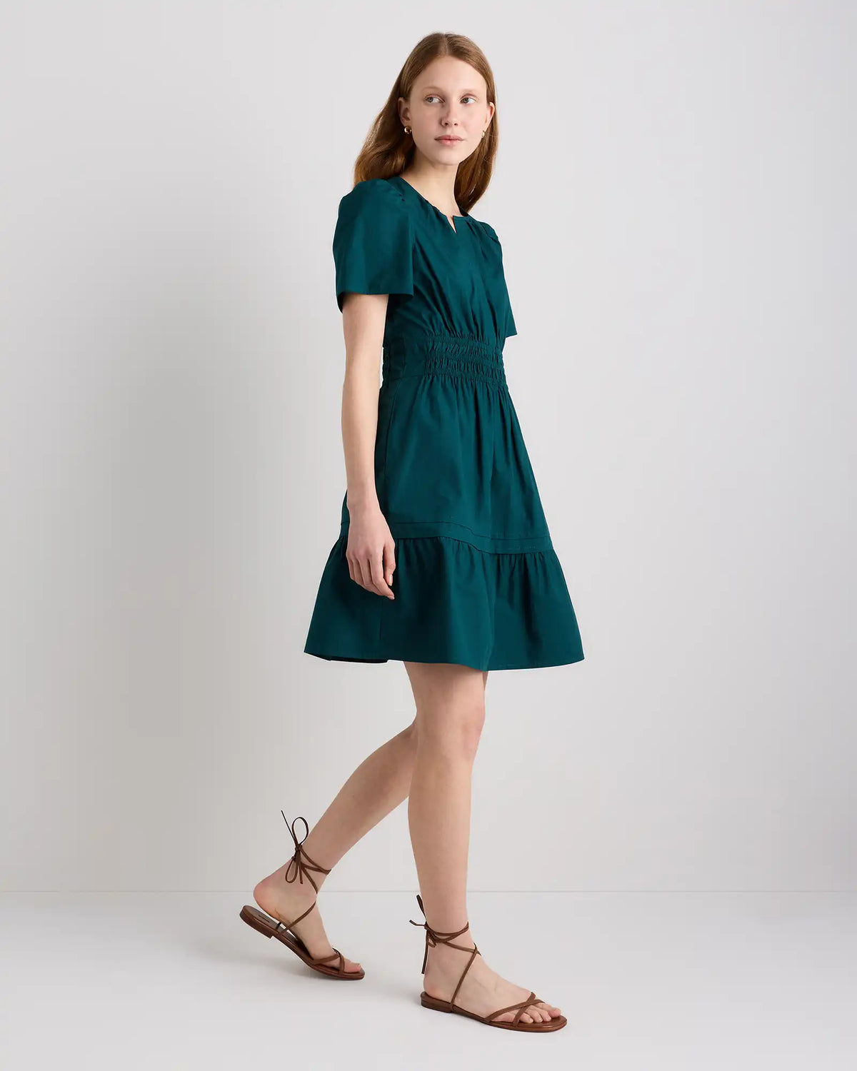 100% Organic Cotton Poplin Tiered Mini Dress