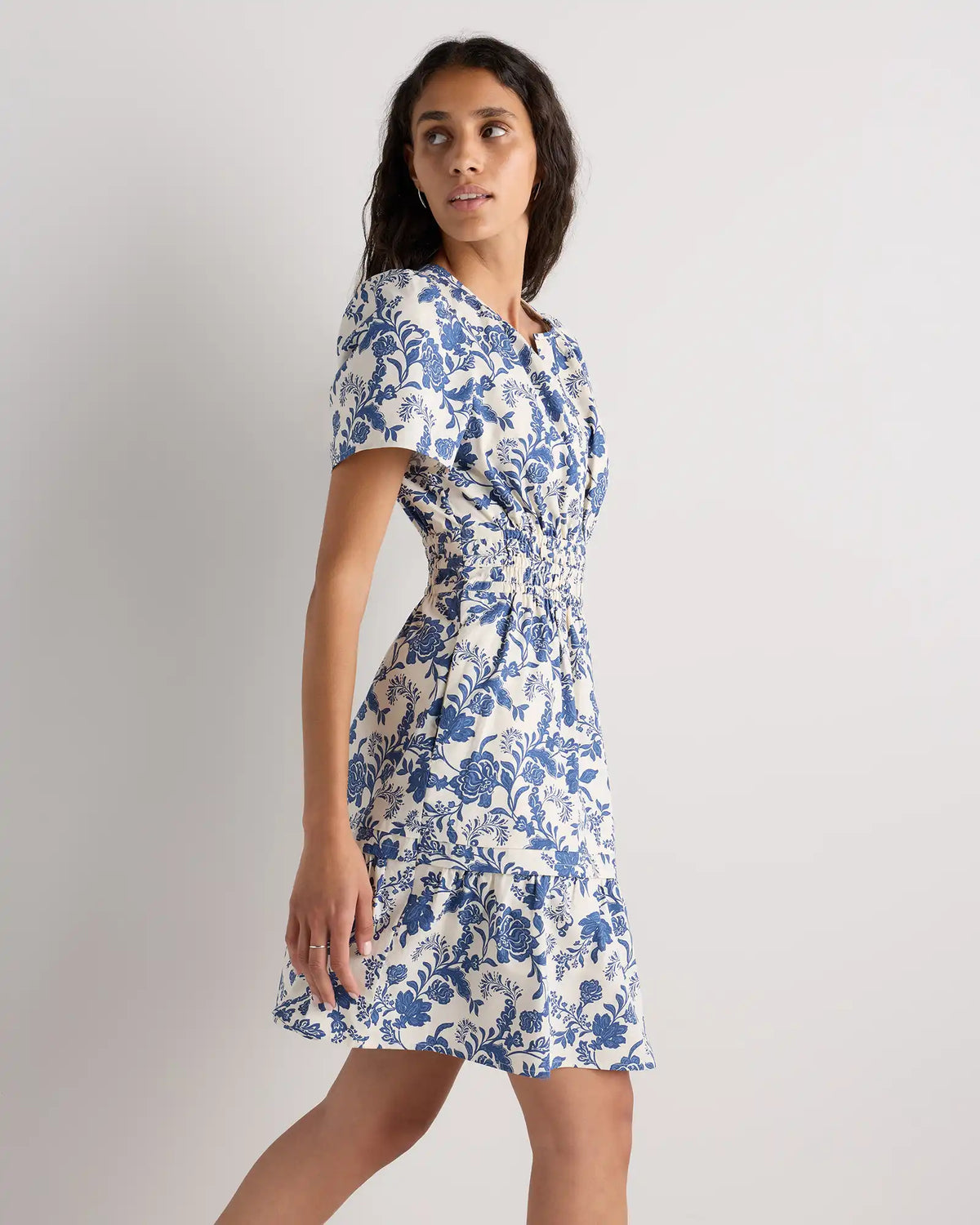 100% Organic Cotton Poplin Tiered Mini Dress