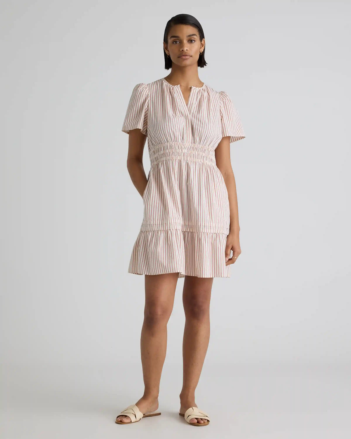 100% Organic Cotton Poplin Tiered Mini Dress