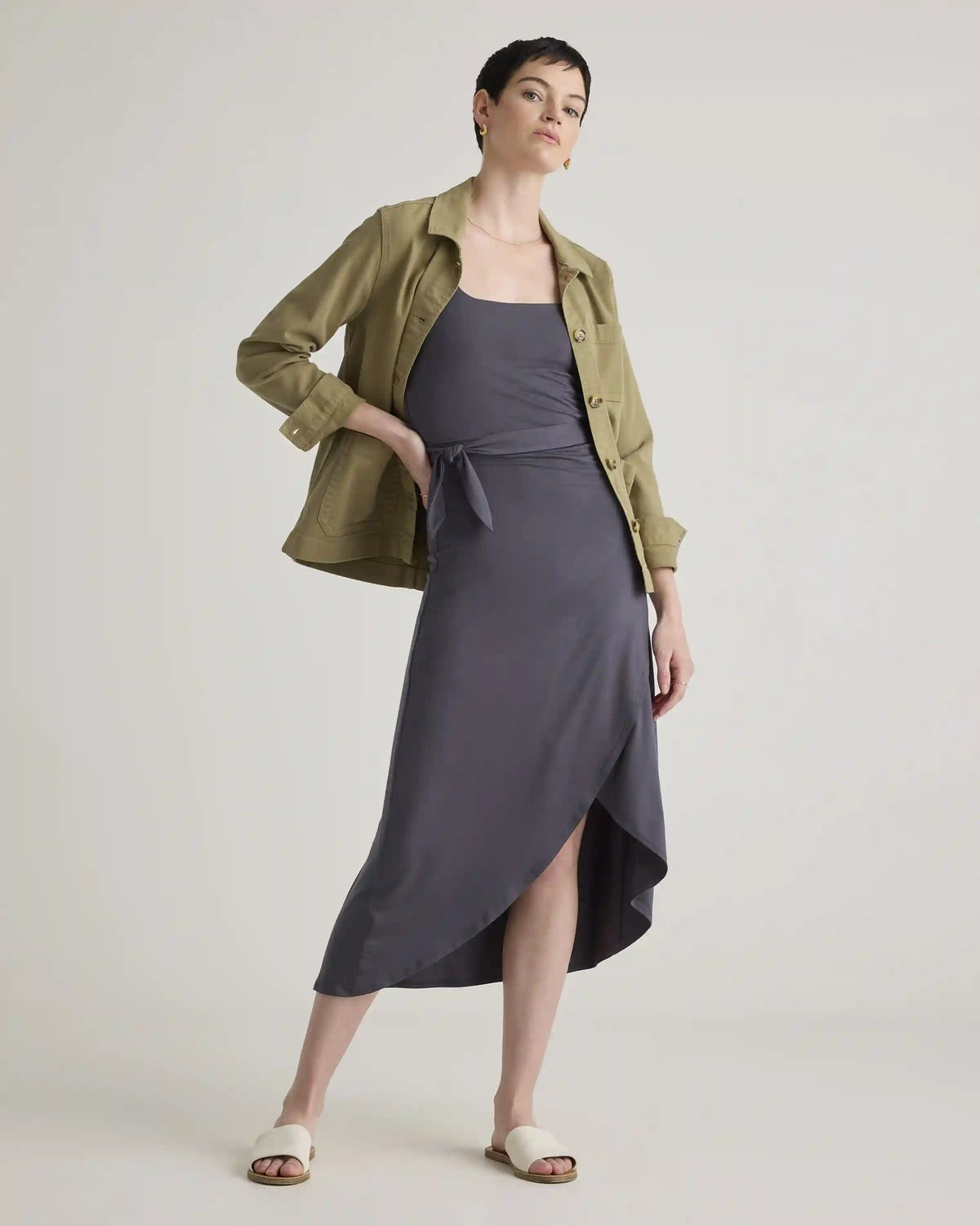 Tencel Jersey Side Tie Midi Dress