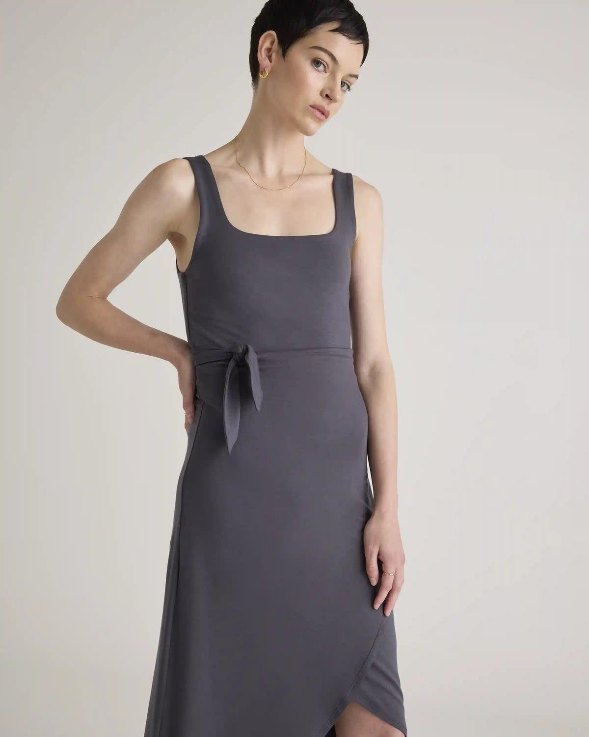 Tencel Jersey Side Tie Midi Dress