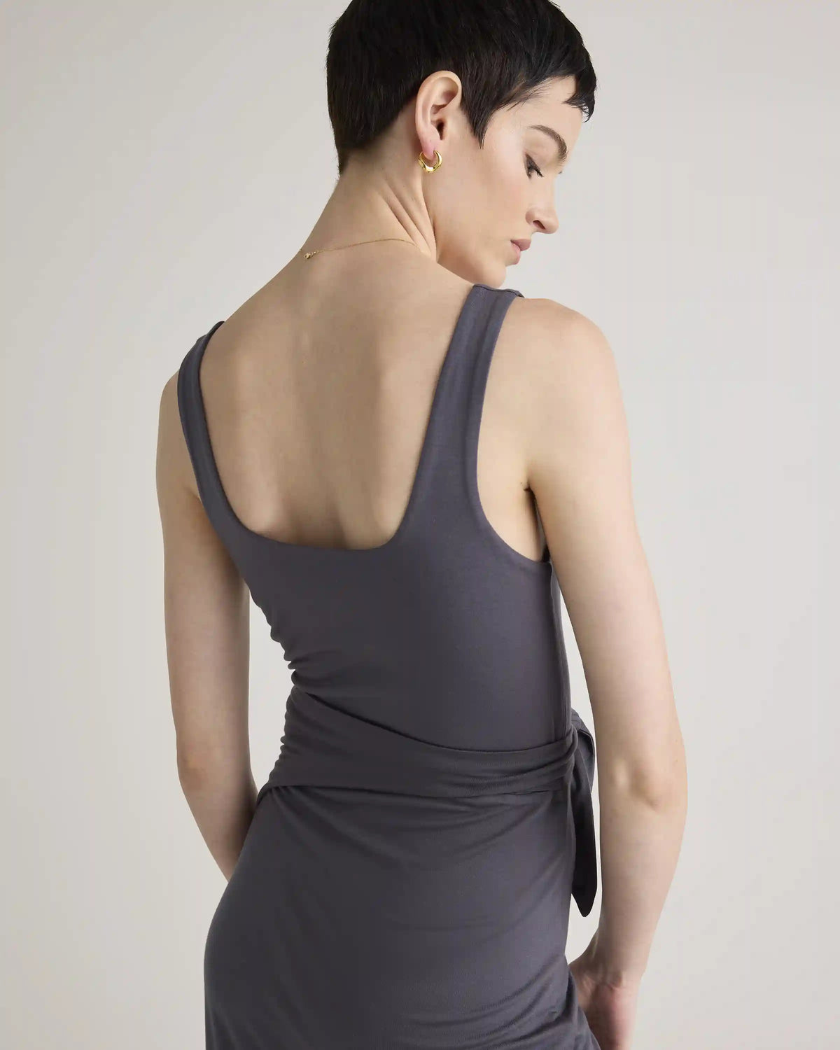 Tencel Jersey Side Tie Midi Dress