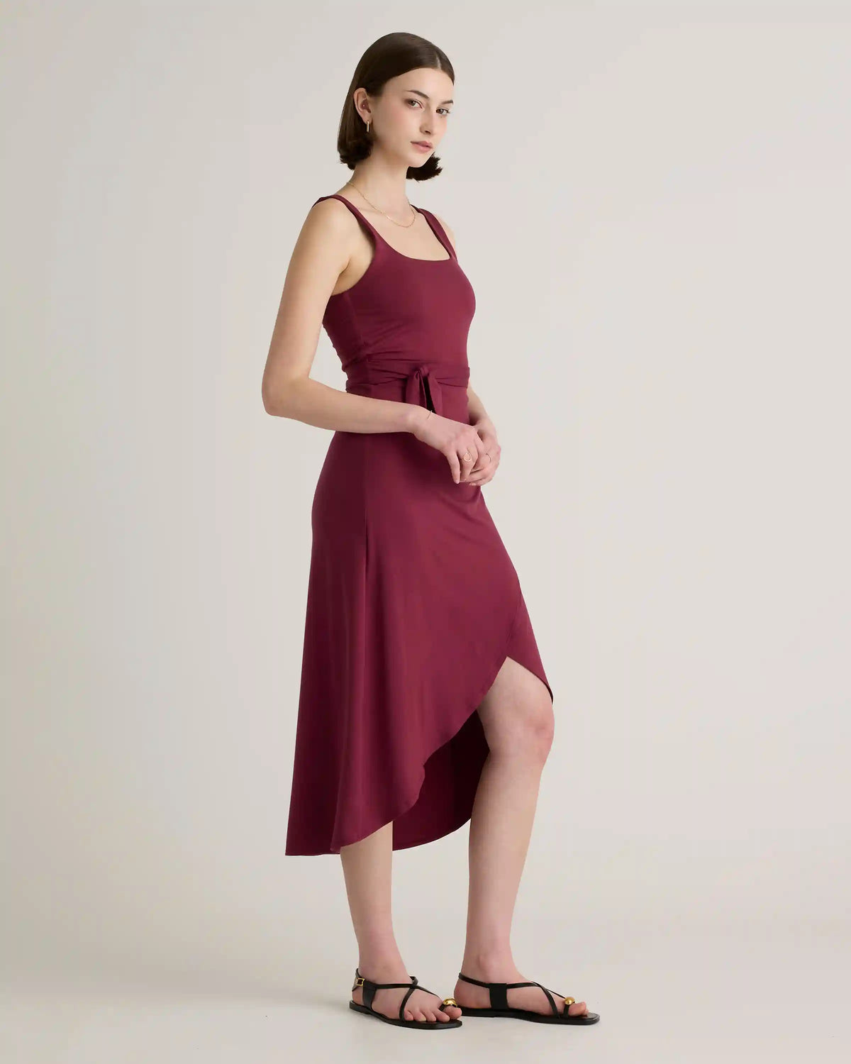 Tencel Jersey Side Tie Midi Dress