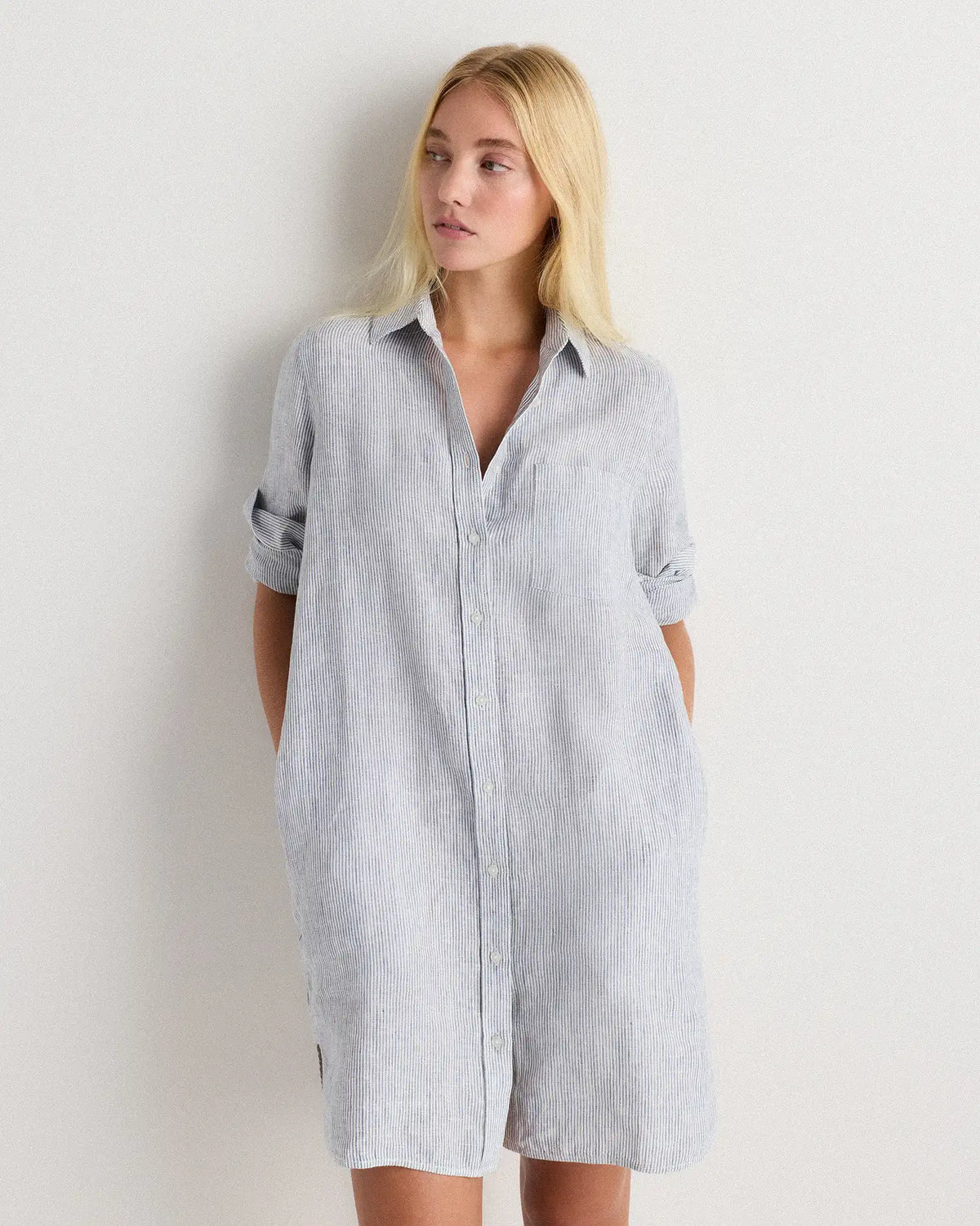 100% European Linen Shirt Dress