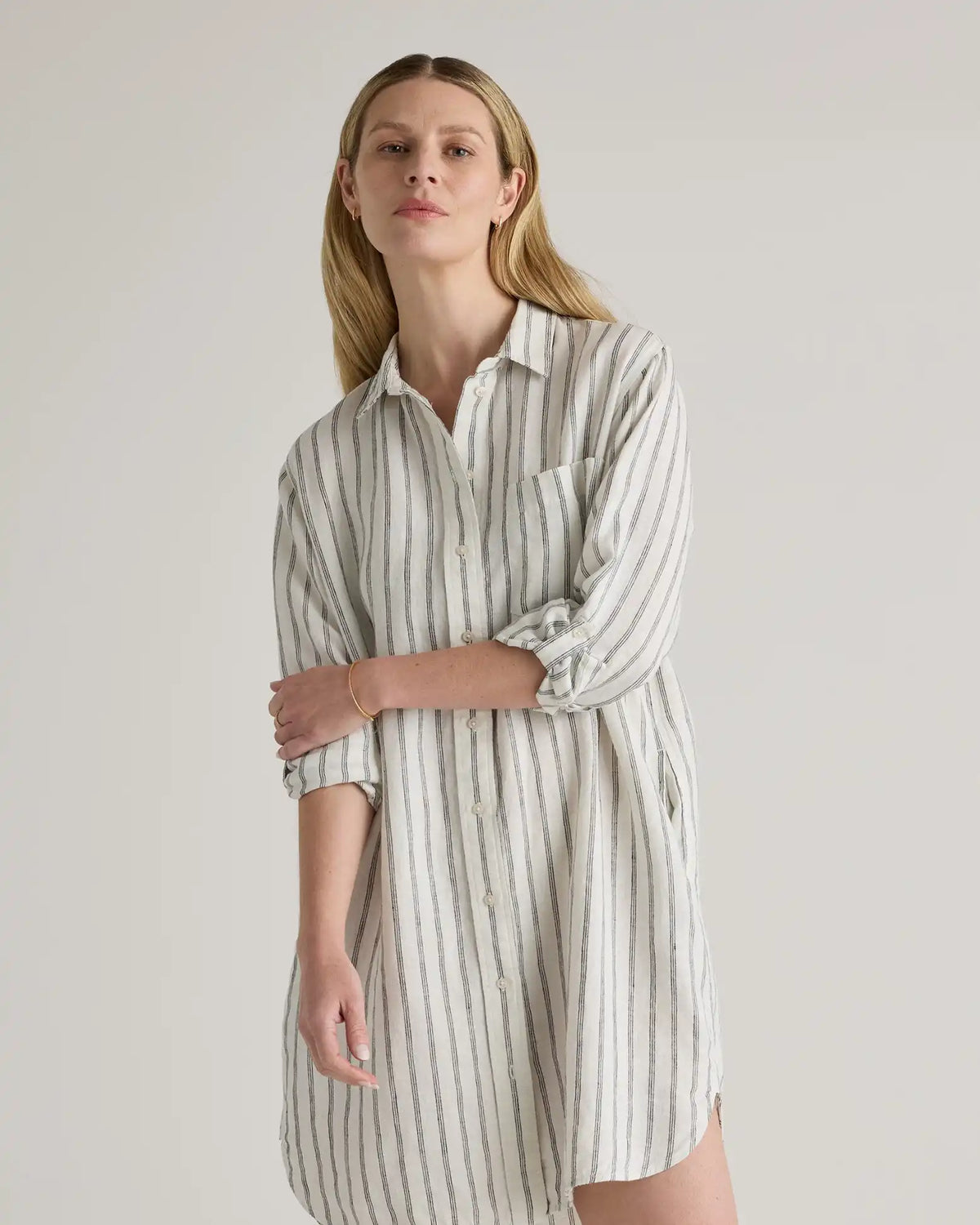 100% European Linen Shirt Dress