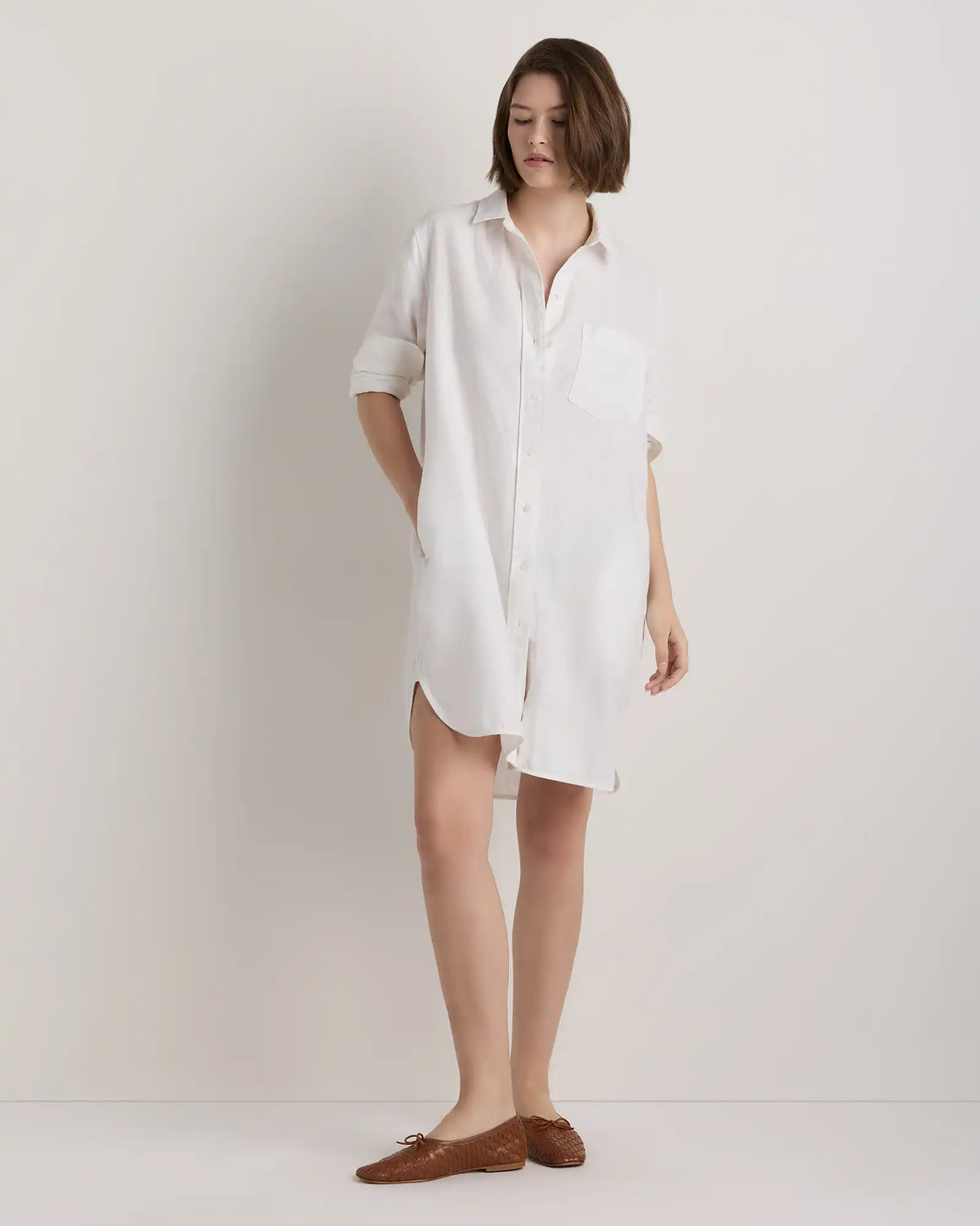 100% European Linen Shirt Dress
