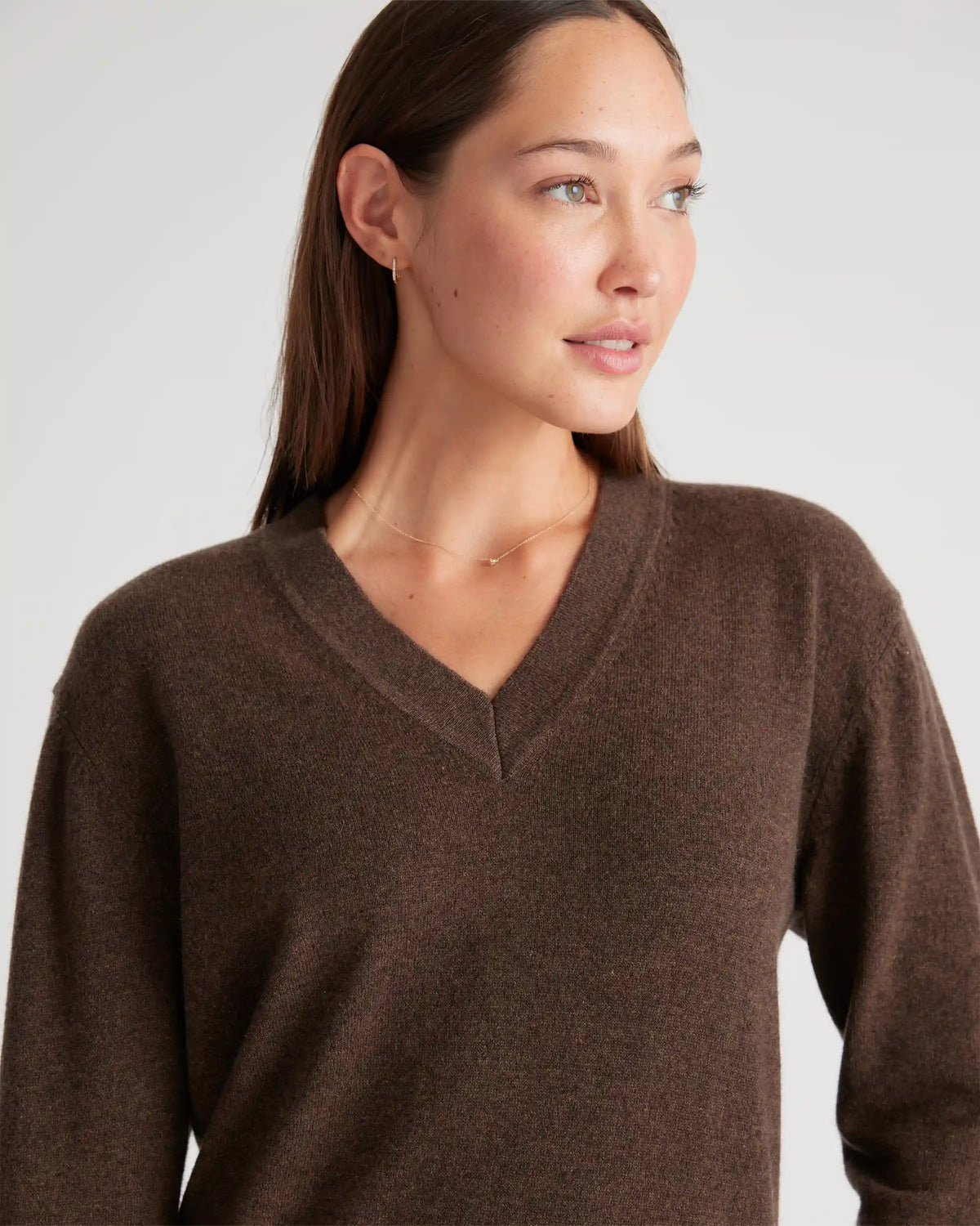 Mongolian Cashmere V-Neck Midi Sweater Dress