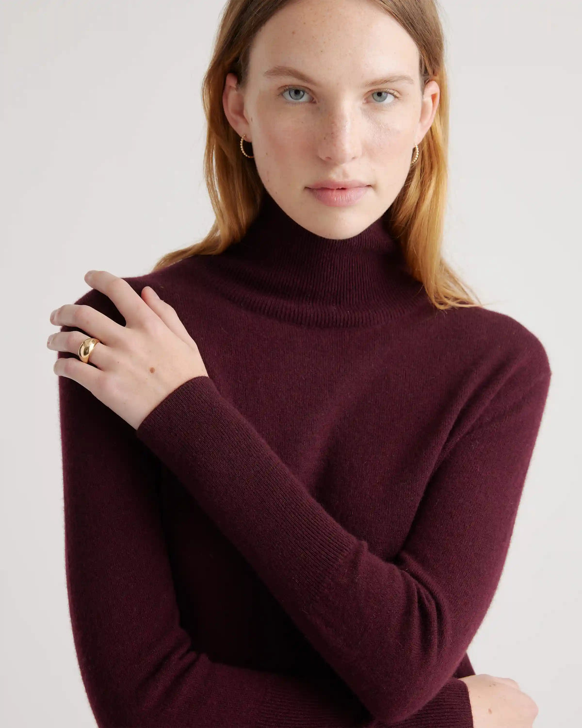 Mongolian Cashmere Turtleneck Midi Sweater Dress