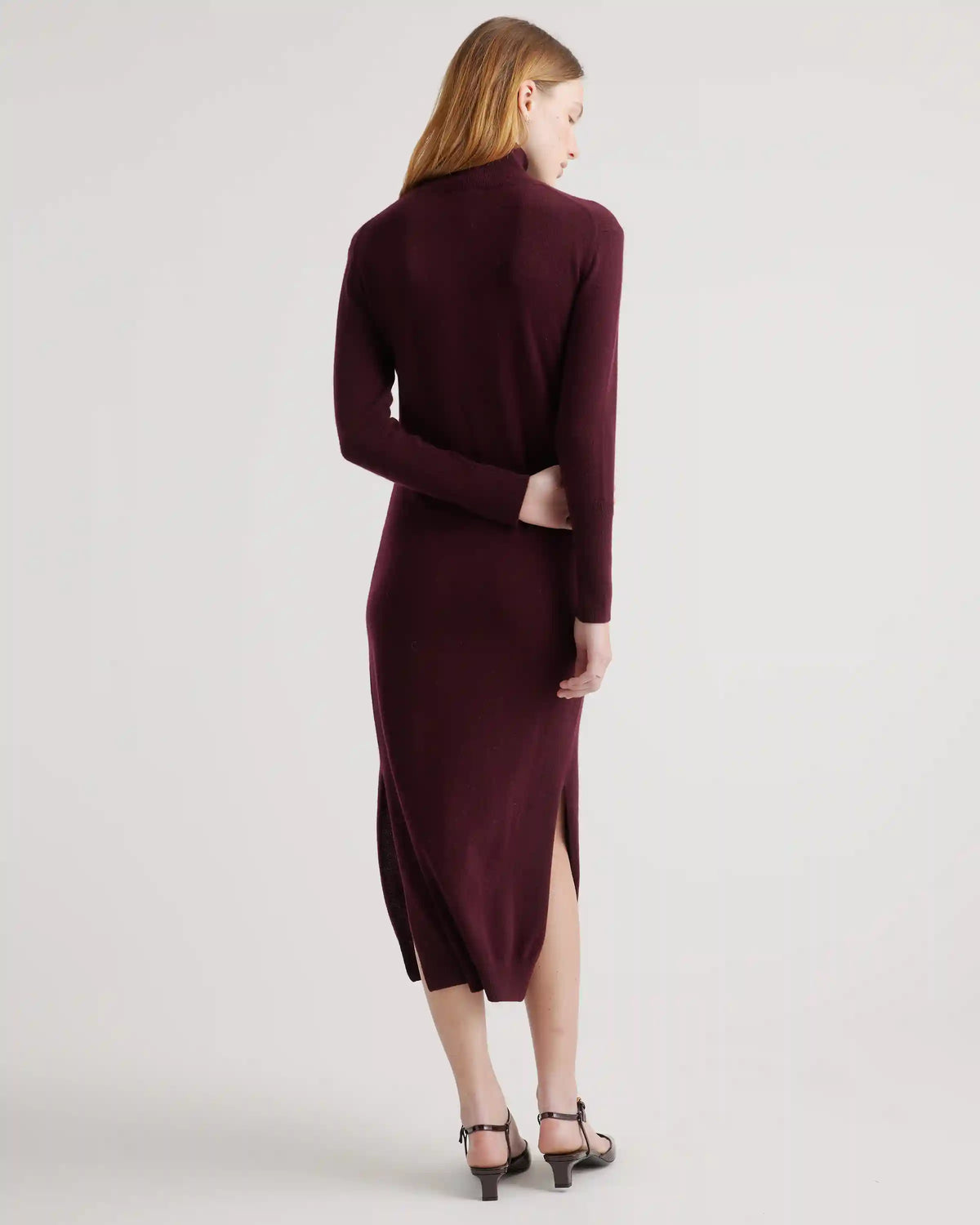 Mongolian Spring Cashmere Turtleneck Midi Sweater Dress