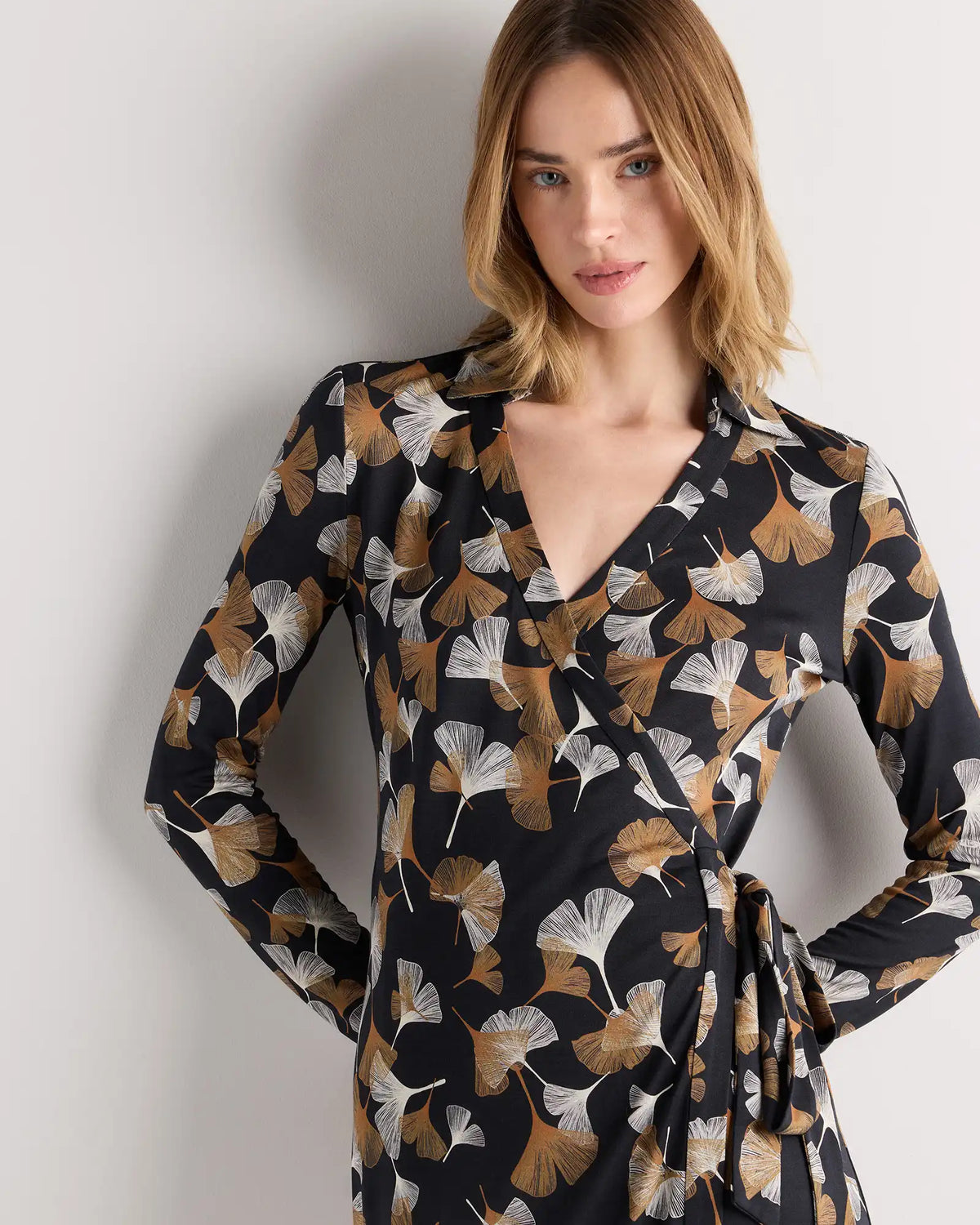 100% Silk Jersey Midi Wrap Dress