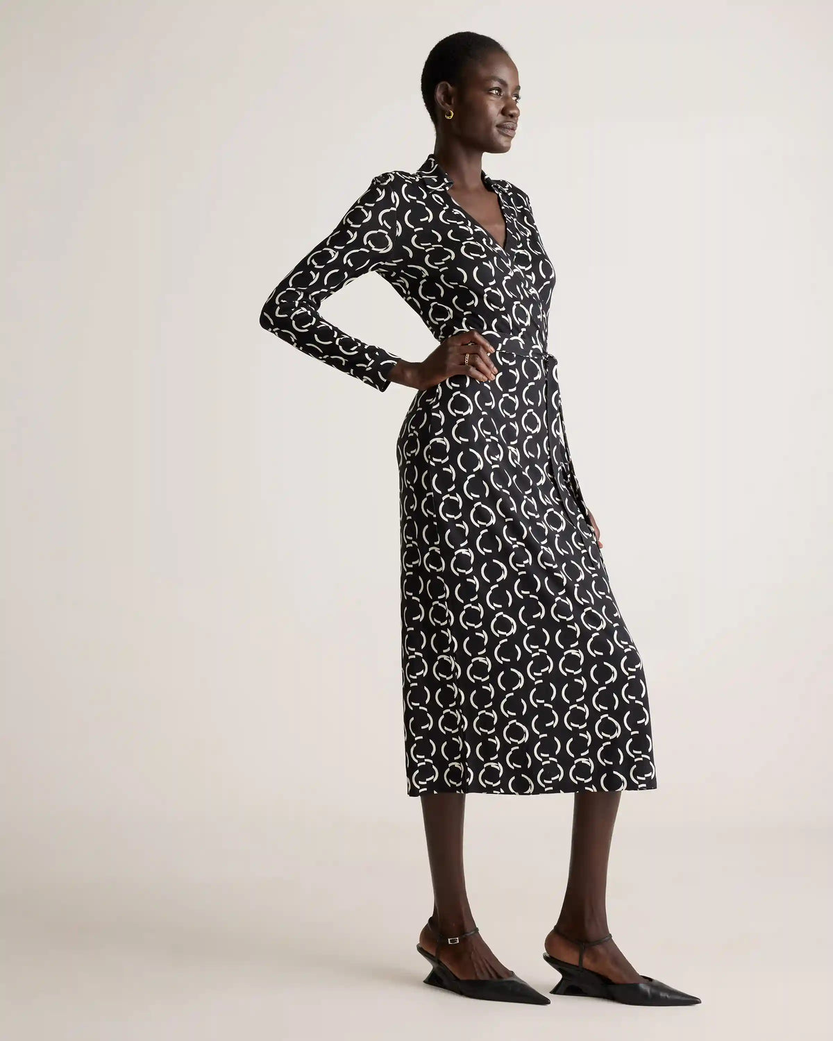 100% Silk Jersey Midi Wrap Dress
