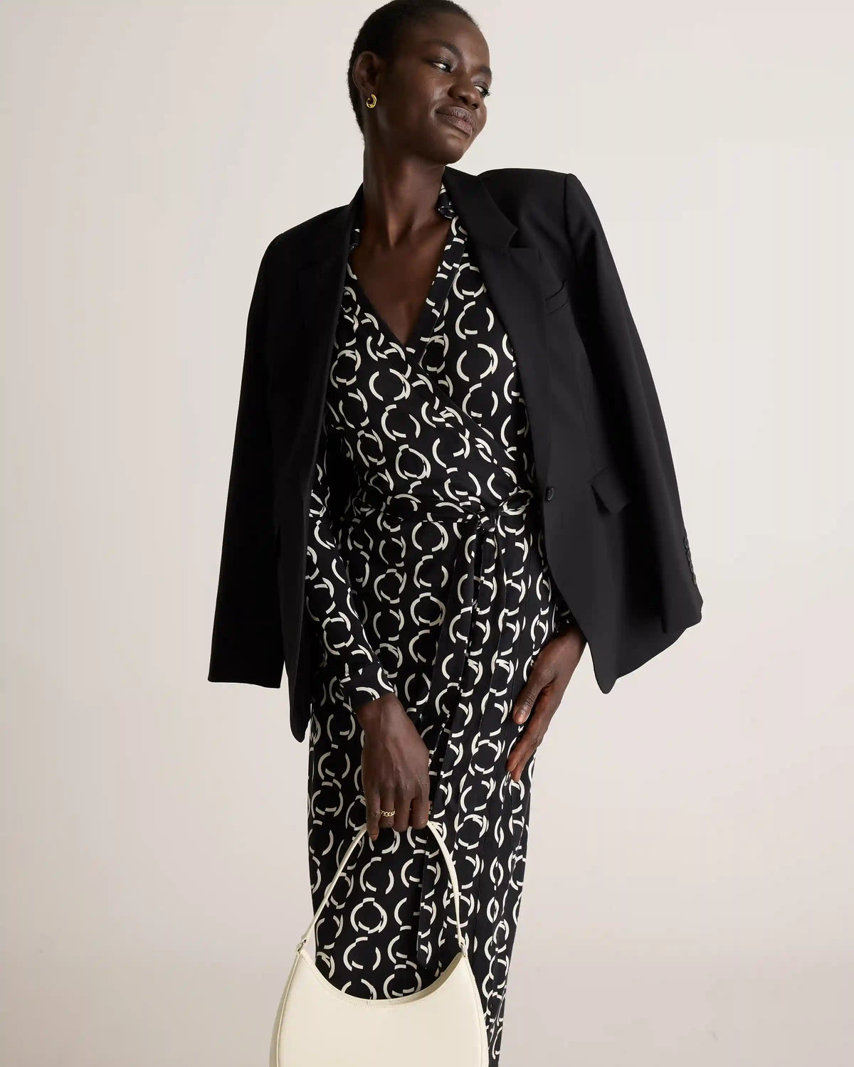 100% Silk Jersey Midi Wrap Dress