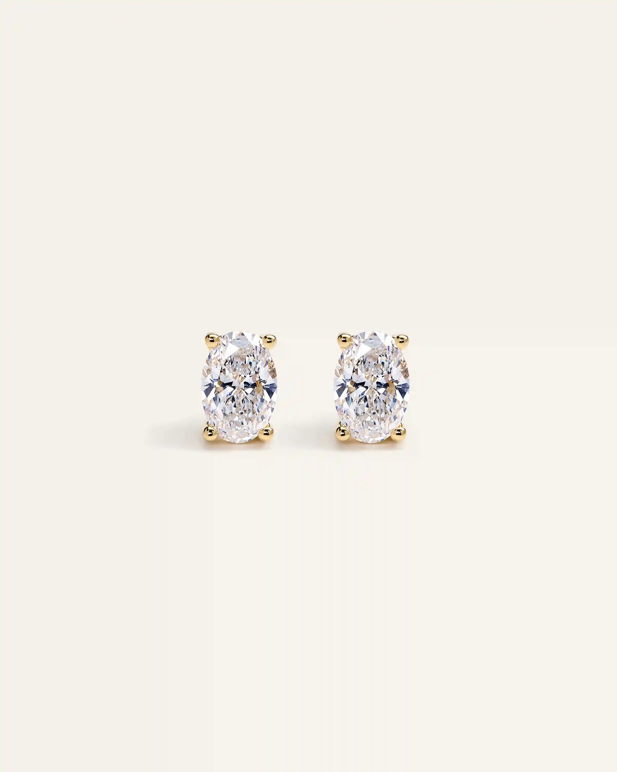 14K Gold Lab Grown Diamond Oval Solitaire Studs - 1ctw
