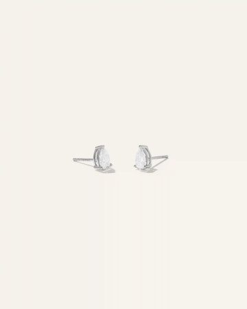 14k Gold Lab Grown Diamond Pear Solitaire Studs - 1ctw