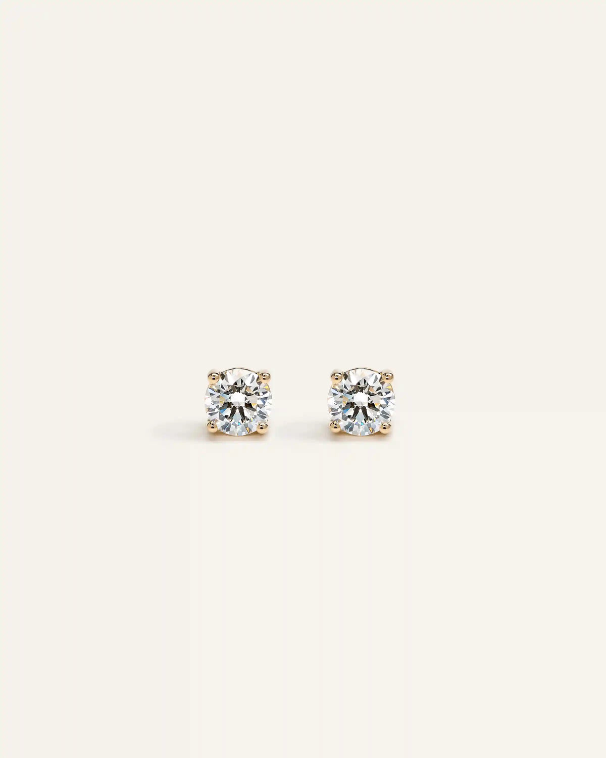 14k Gold Natural Diamond Solitaire Studs - 0.50ctw