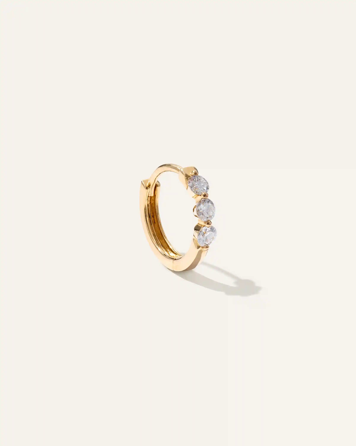 14K Gold Lab Grown Diamond Shared Prong Huggie