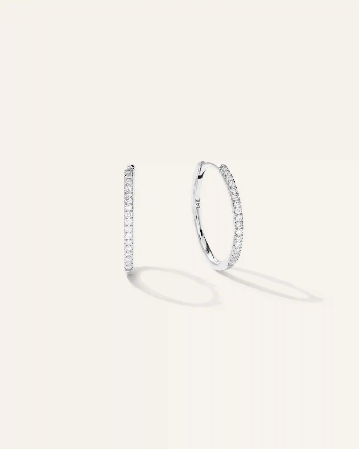 14K Gold Diamond Pave Hoops