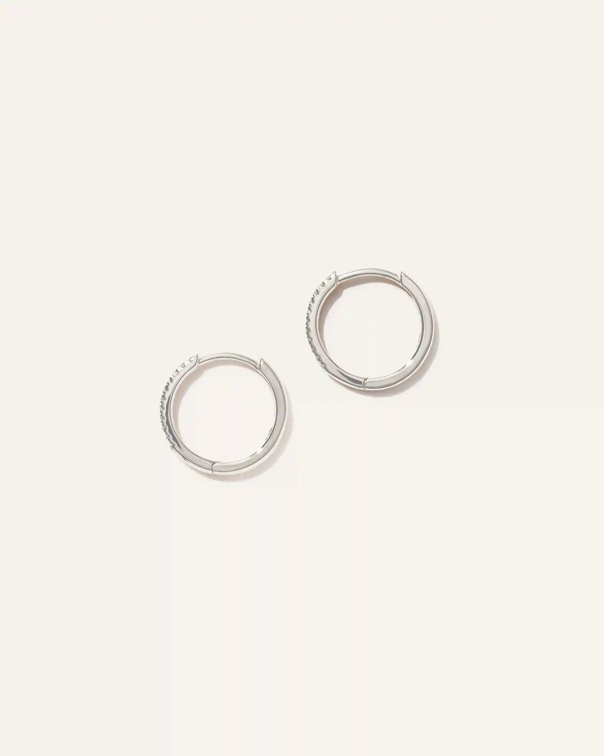 14K Gold Diamond Pave Hoops