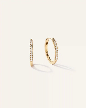 14K Gold Diamond Pave Hoops
