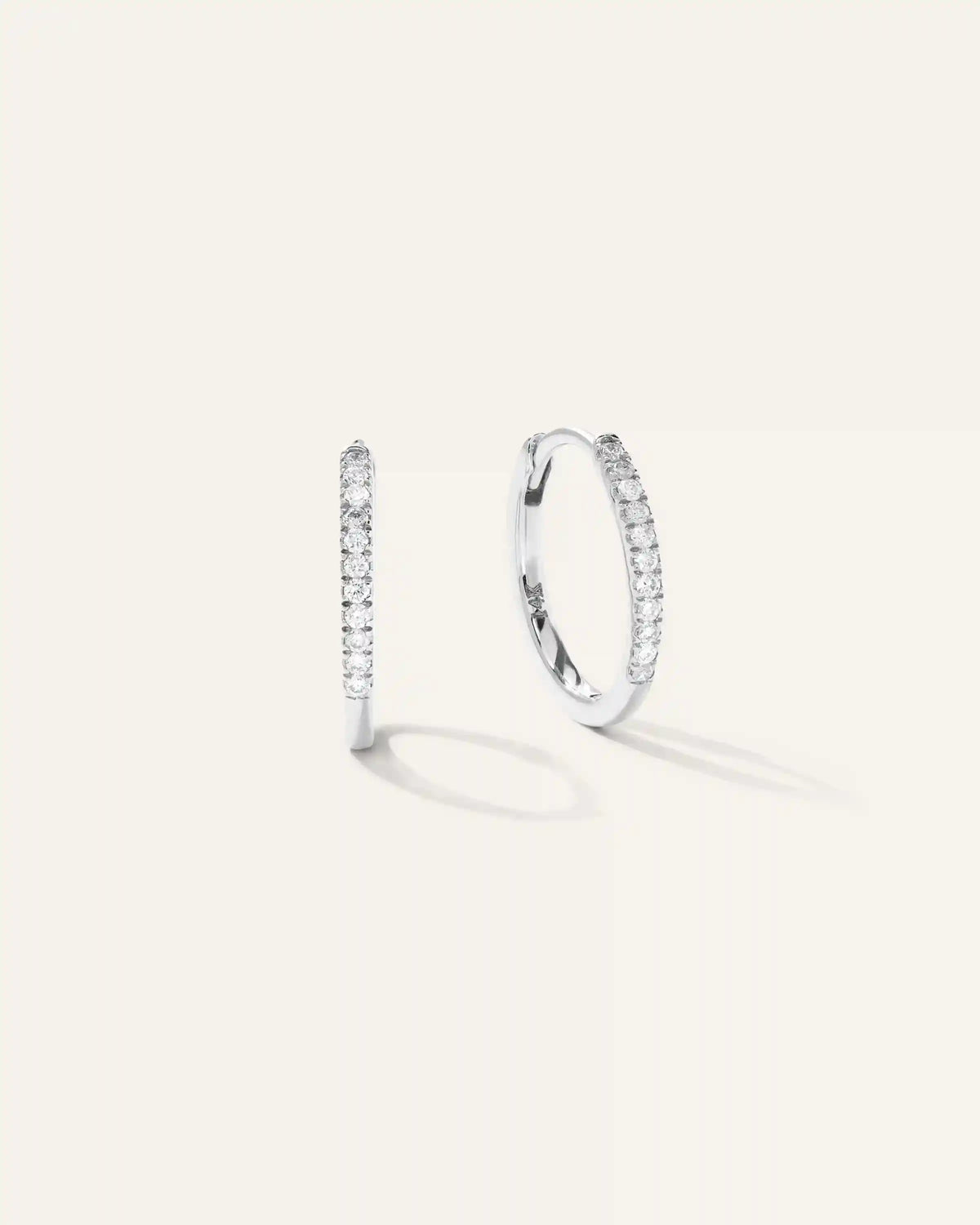 14K Gold Diamond Pave Hoops