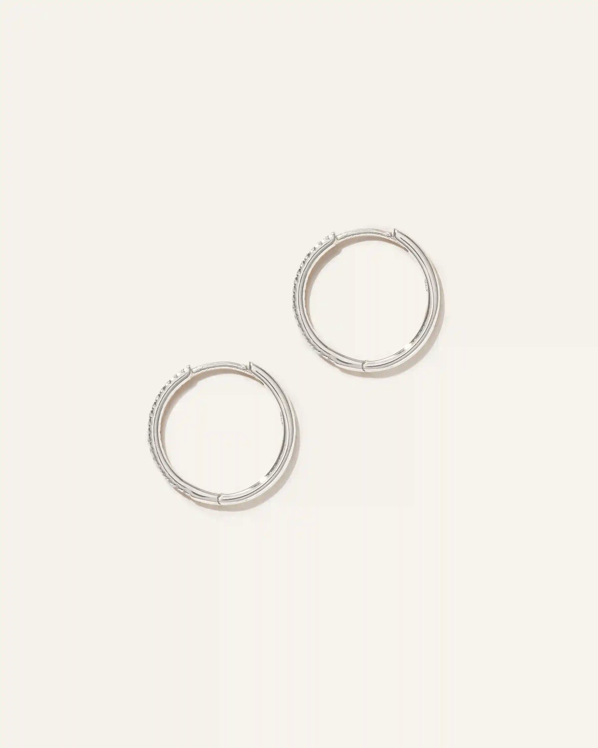 14K Gold Diamond Pave Hoops