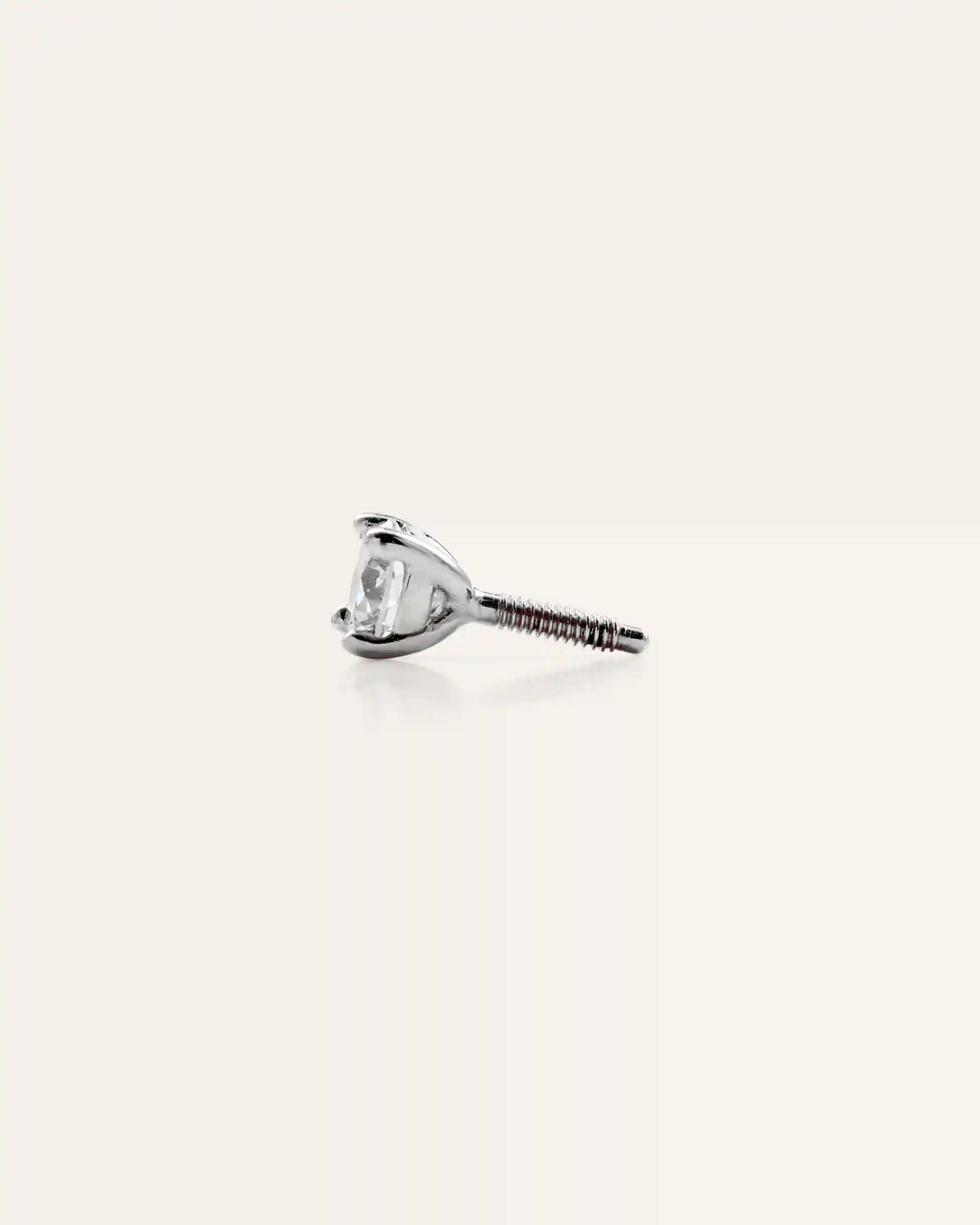 14K Gold Lab Grown Diamond Round Tiny Flat Back Stud - Single