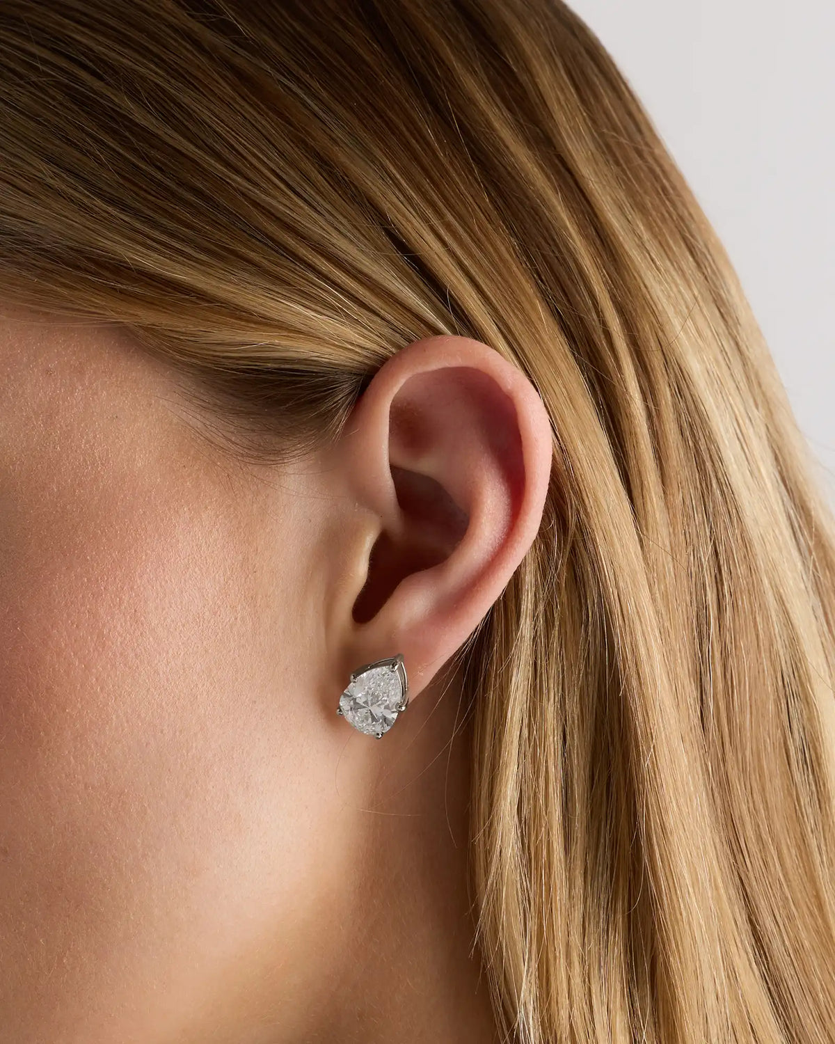 14K Gold Lab Grown Diamond Statement Pear Studs - 10ctw