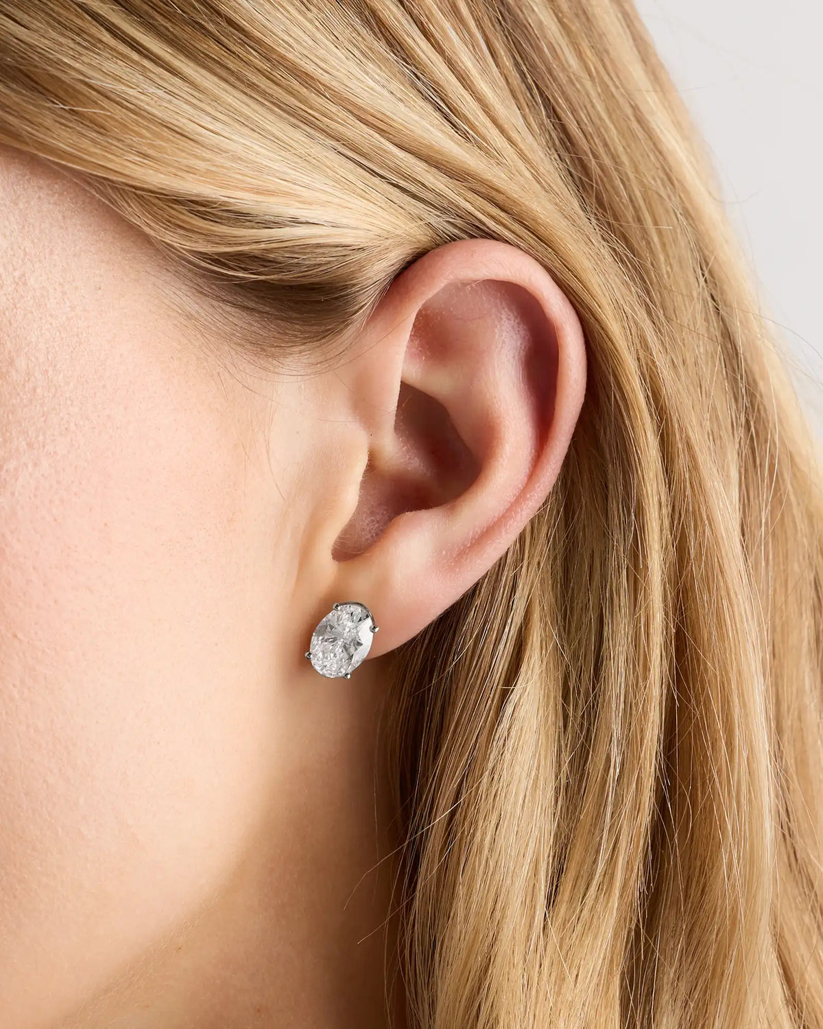 14K Gold Lab Grown Diamond Statement Oval Studs - 6ctw