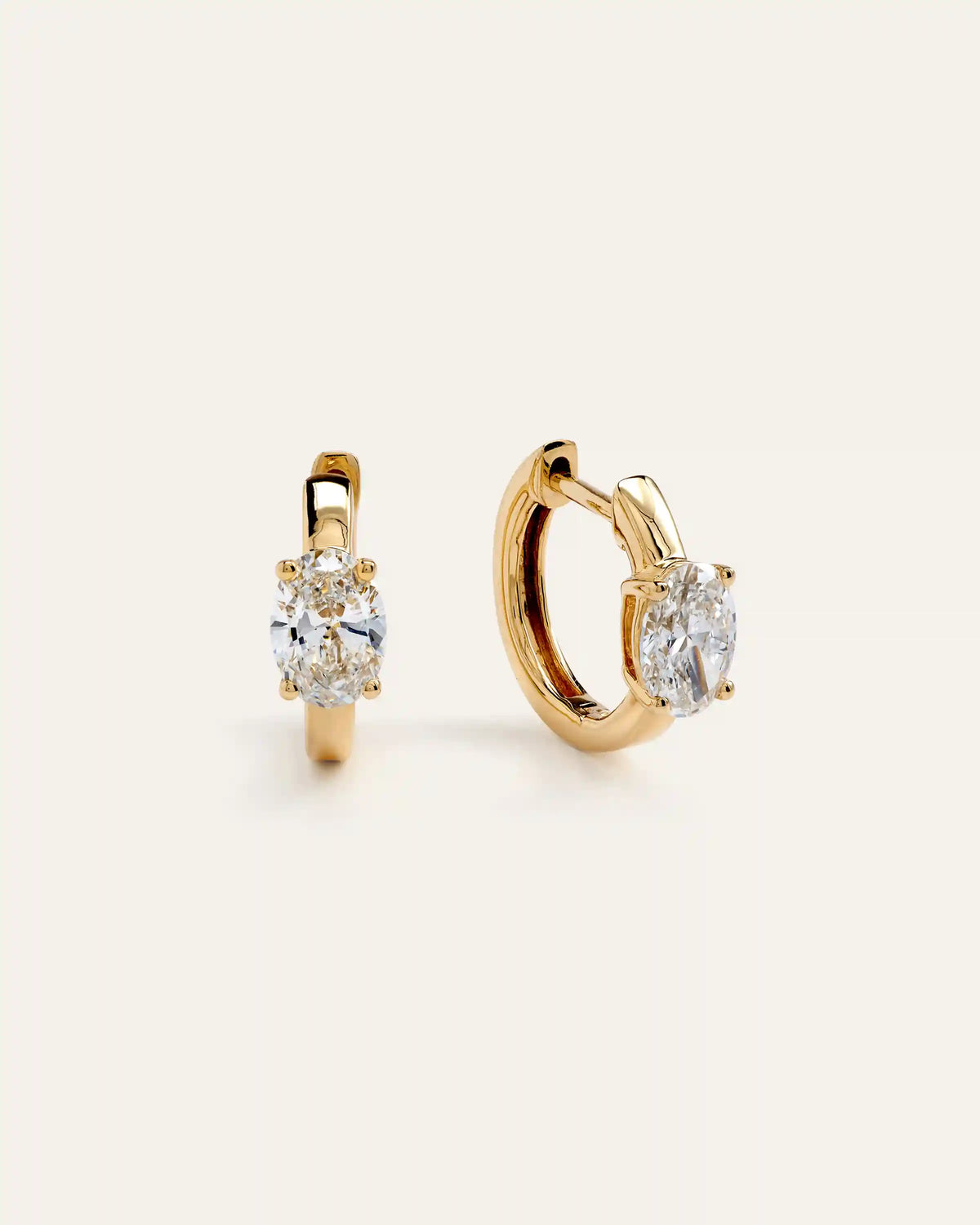 14K Gold Lab Grown Diamond Oval Solitaire Huggies - 1ctw
