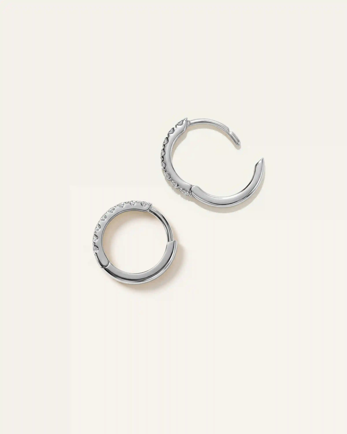 14K Gold Pave Diamond Second Piercing Tiny Huggie - Pair