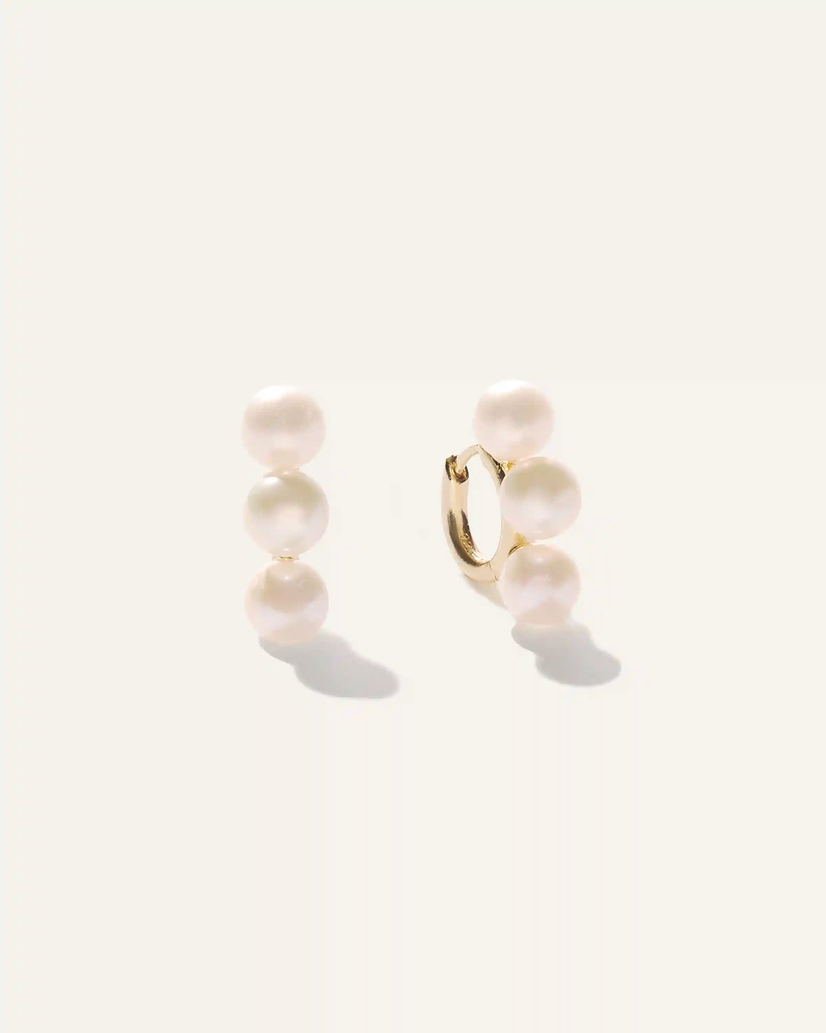 Triple Freshwater Pearl Hoops