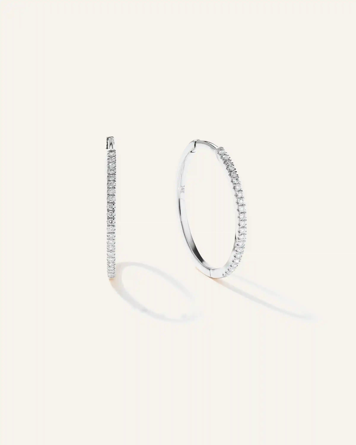 14K Gold Diamond Pave Hoops