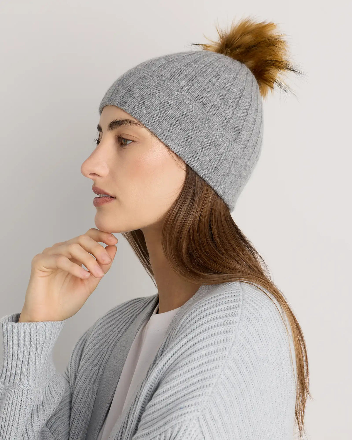 Mongolian Cashmere Pom Pom Beanie
