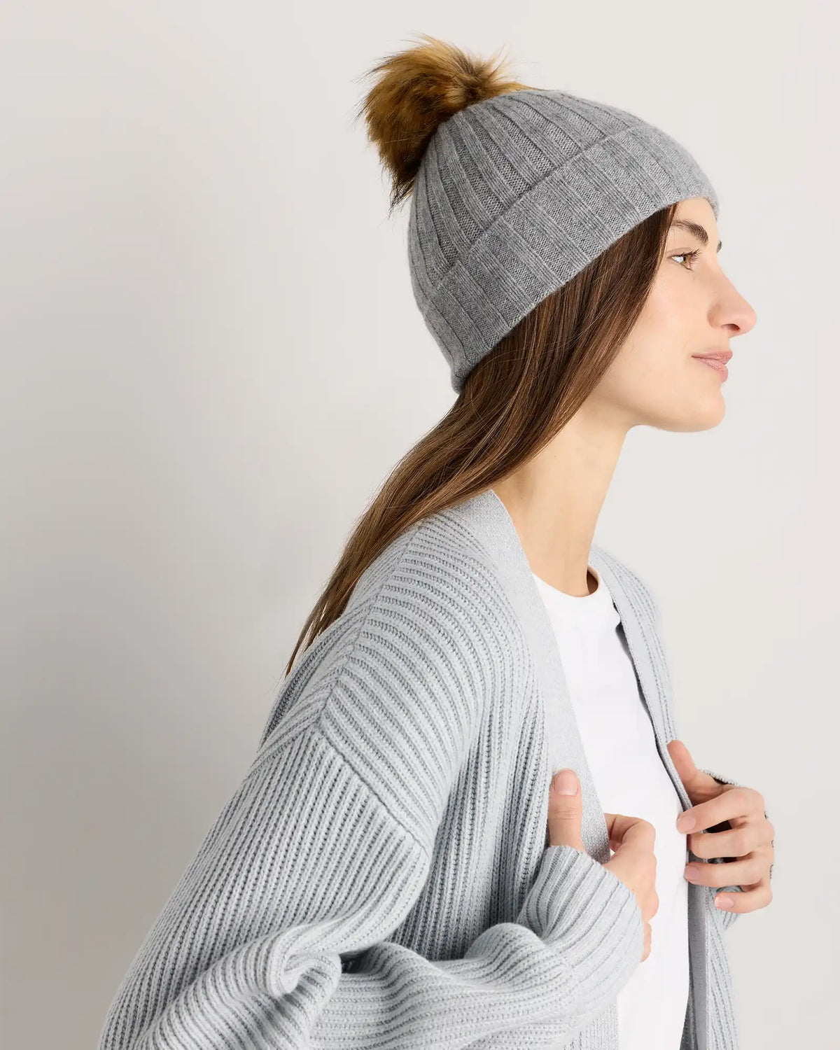 Mongolian Cashmere Pom Pom Beanie
