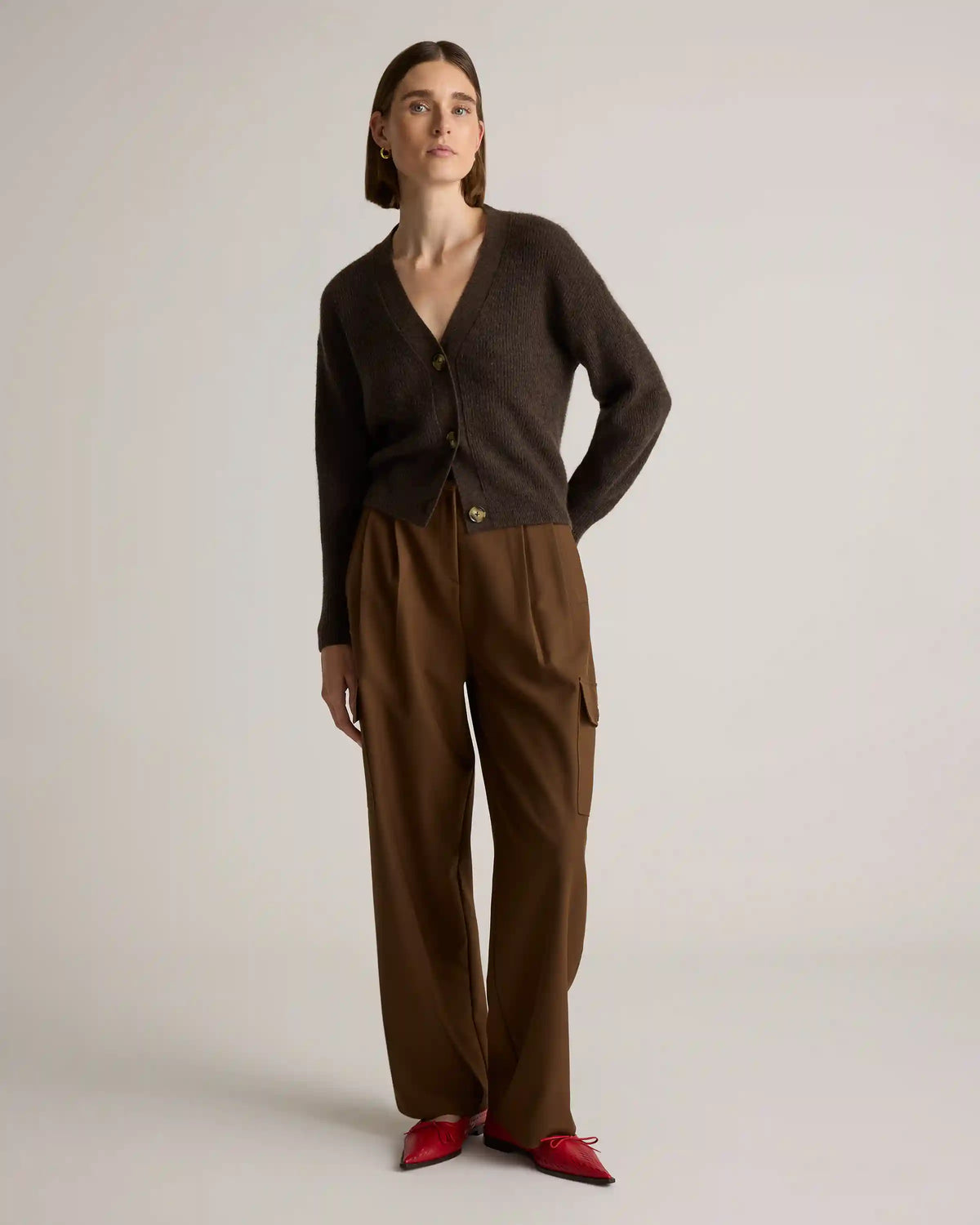 Baby Alpaca-Wool Cropped Cardigan