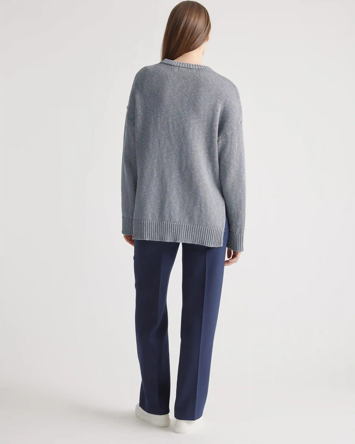 Cotton Linen Oversized Crew Sweater