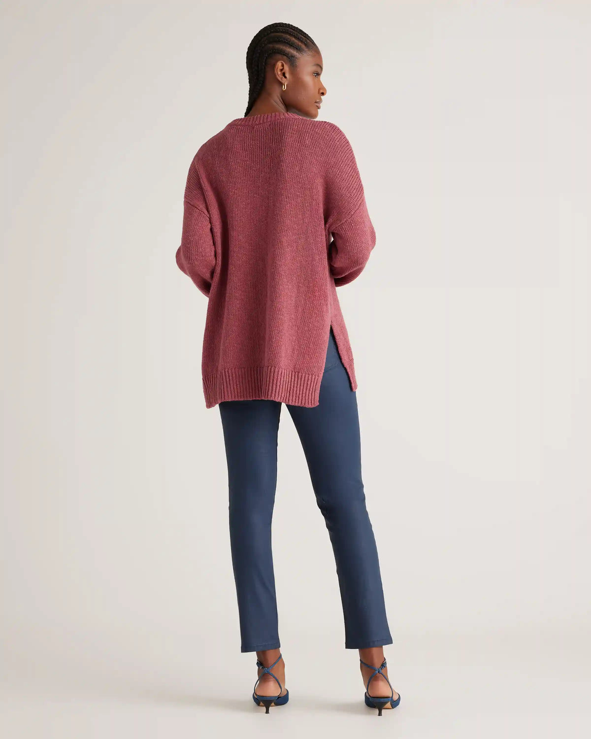 Cotton Linen Oversized Crew Sweater