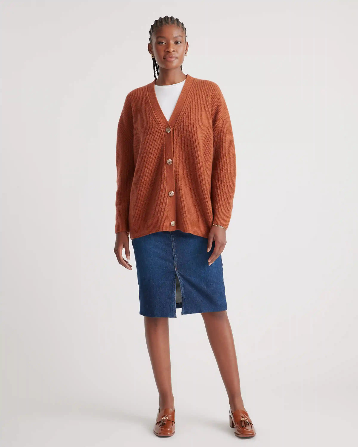 Mongolian Cashmere Oversized Boyfriend Cardigan Sweater