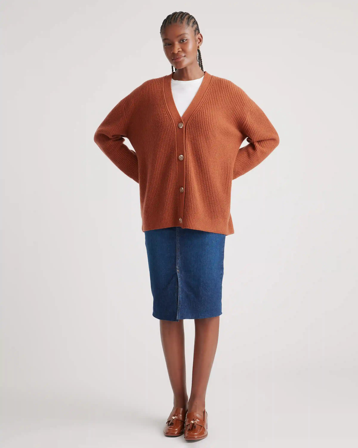 Mongolian Spring Cashmere Oversized Boyfriend Cardigan Sweater