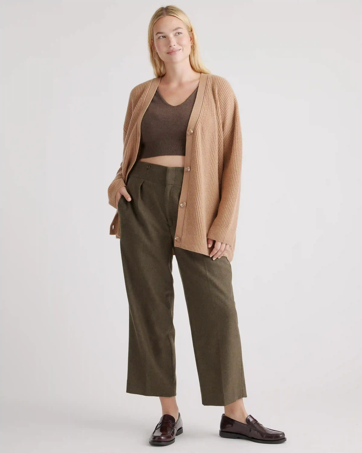 Mongolian Spring Cashmere Oversized Boyfriend Cardigan Sweater